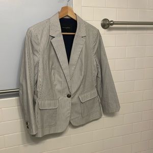 Banana Republic Women’s Blazer. White with blue stripes. Size 8.